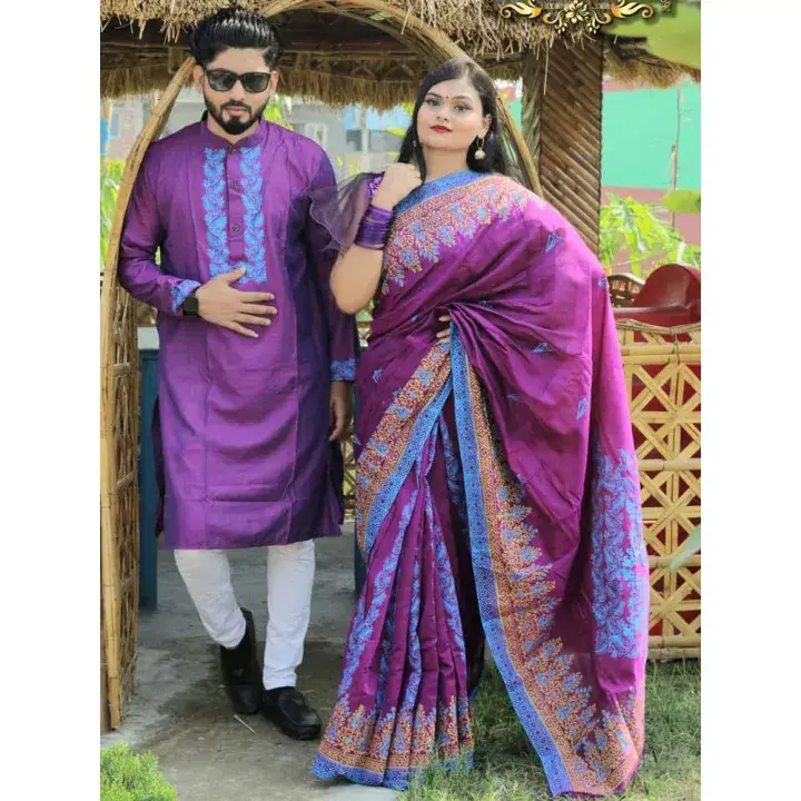 Saree & Panjabi Couple Combo – Panjabi Set for Men & Women