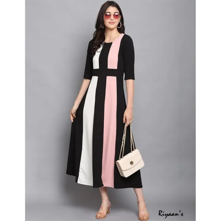 Trendy Round Neck Long Frock – Western Style for Girls & Women