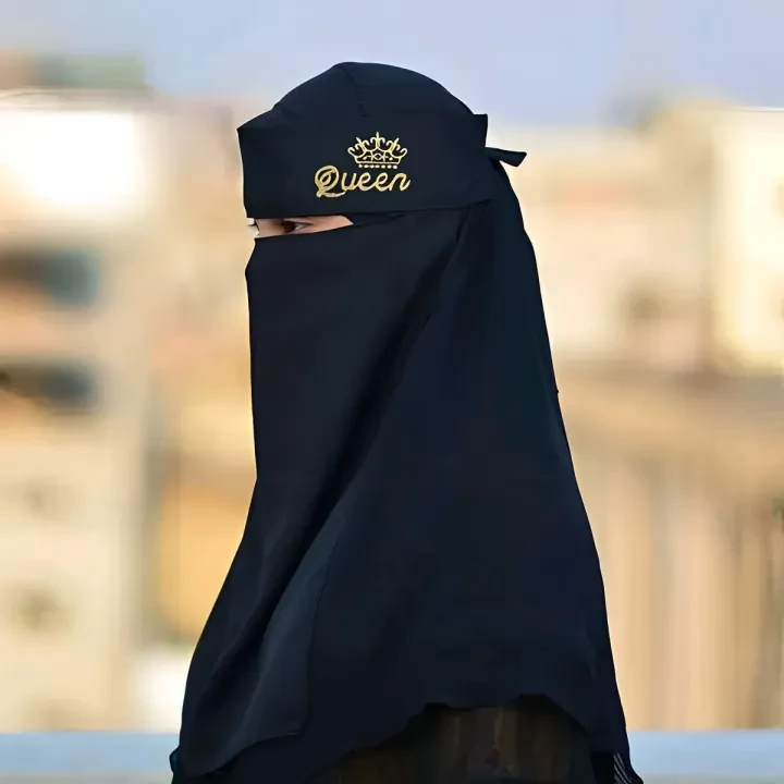 Arabian Embroidery Niqab for Women - Black