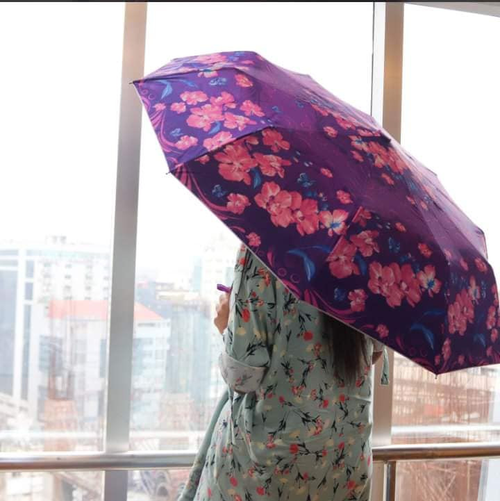 Moon Folding Auto Open Printed Umbrella – 8 Ribs | Multicolor Travel Umbrella