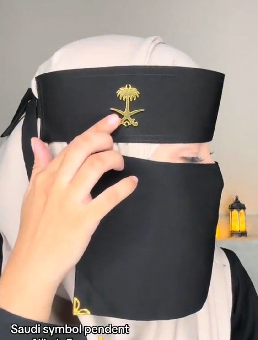 Premium Short Niqab with Random Pendant for Women