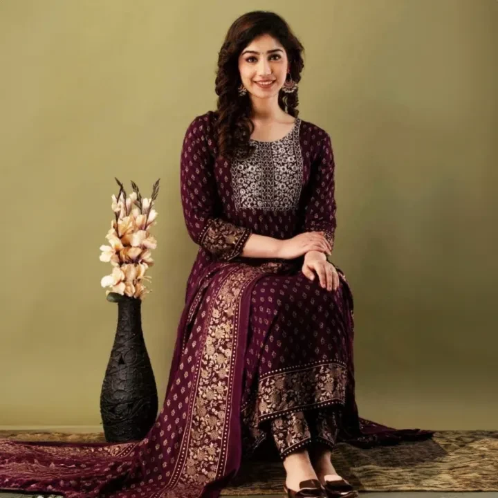 Afsan Screen Print Cotton 3-Piece Unstitched Suit for Women